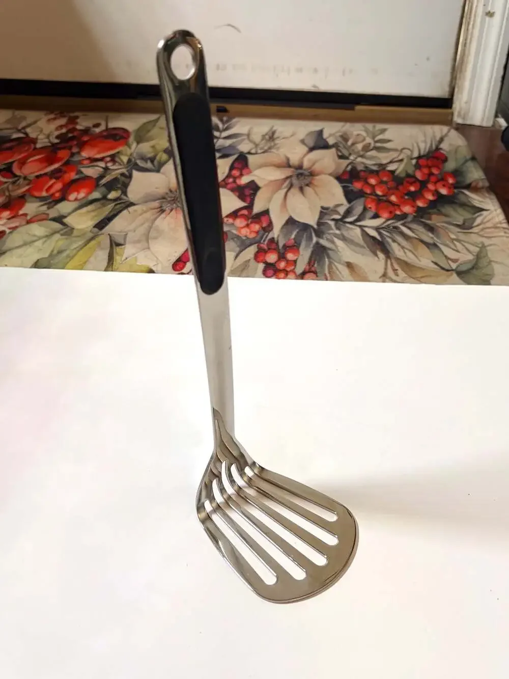 Stainless Steel Potato Masher with Ergonomic Black Silicone Grip Handle